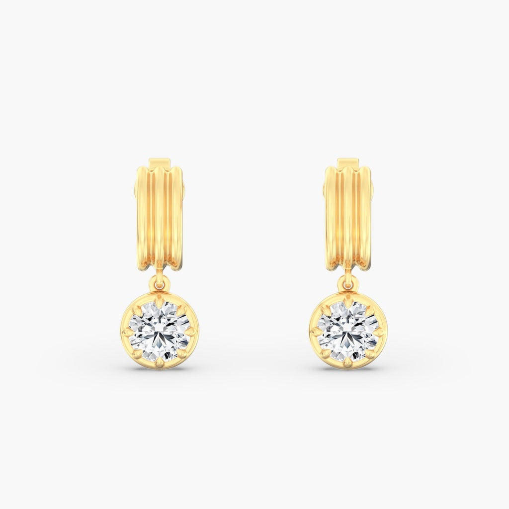 14K Yellow Round Lab Grown Drop Earrings