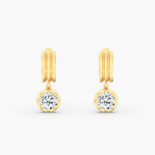 14K Yellow Round Lab Grown Drop Earrings