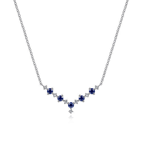 14k White Gold Diamond Chevron Necklace