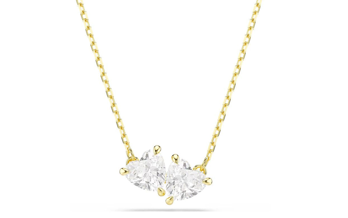 Mesmera Attract necklace Heart, White, Gold-tone plated