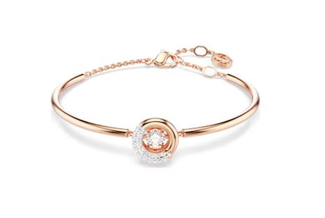 Dextera bangle Round cut, White, Rose gold-tone plated