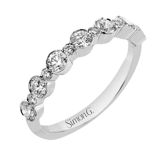 Lady's White 18 Karat Wedding Band Size 6.5 With 0.75Tw Round G/H Si2 Diamonds
