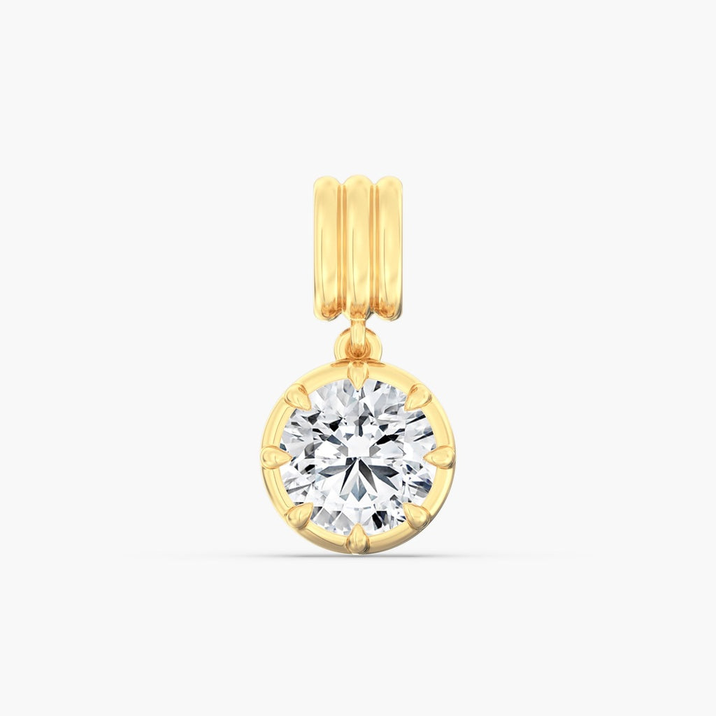 14K Yellow Bezel Round Lab Grown Pendant