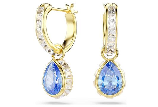 Chroma drop earrings Pear cut, Blue, 18K gold finish