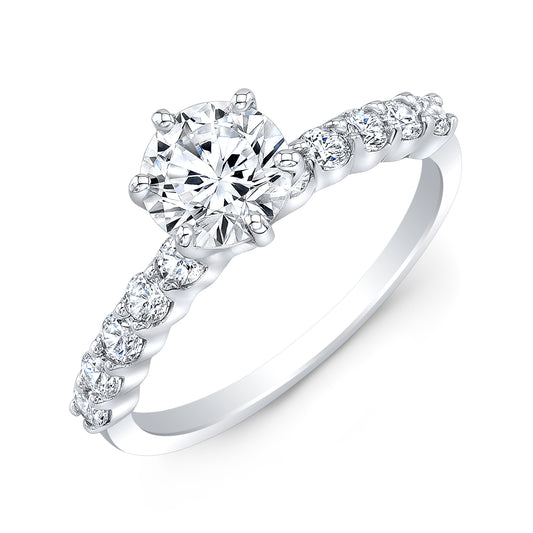 14K White 10 Stone 1/2tw Lab Grown Diamond Semi Mounting