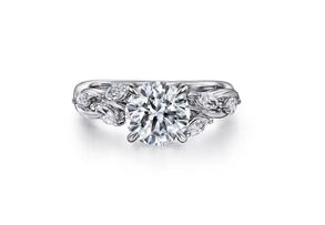 14K White Gold Split Shank Round Diamond Engagement Ring
