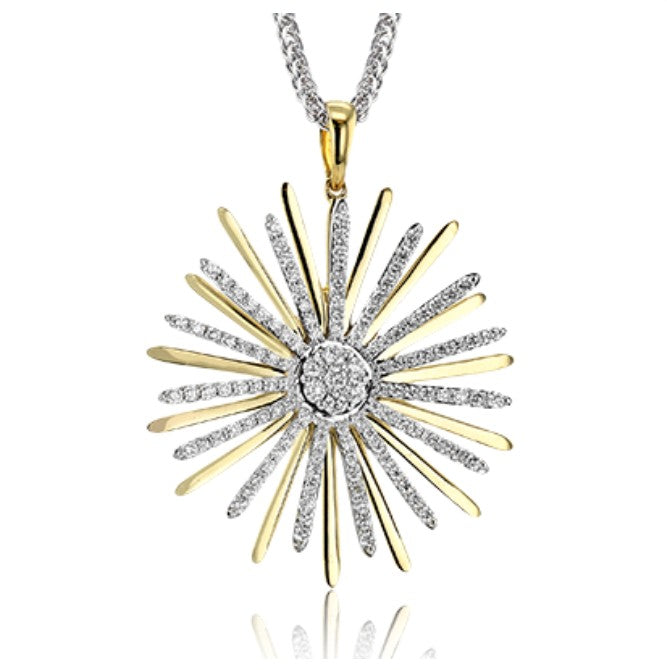 Lady's Two-Tone 18 Karat Free Form Pendant Length 18 With = 0.58Twt Round G Vs1 Diamonds