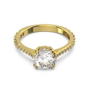 Stilla cocktail ring Round cut, Pavé, White, Gold-tone plated 55