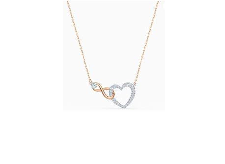 Hyperbola necklace Infinity and heart, White, Mixed metal finish