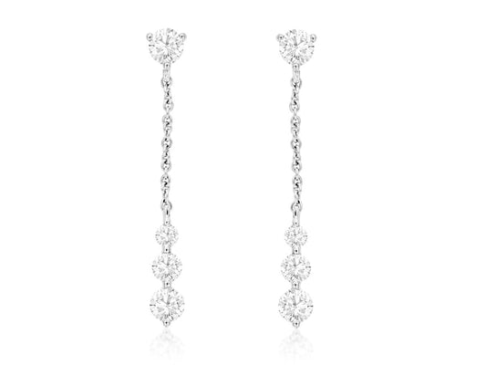 Lady's White 14 Karat Drop Earrings With One 0.45Ct Round I I1 Diamond