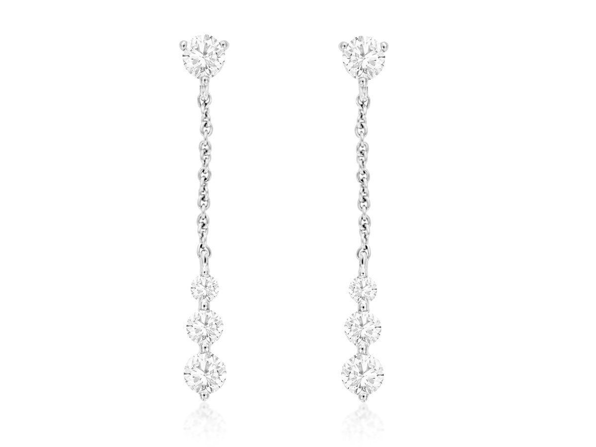 Lady's White 14 Karat Drop Earrings With One 0.45Ct Round I I1 Diamond