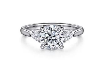 14k White Gold Three Stone Round Diamond Engagement Ring