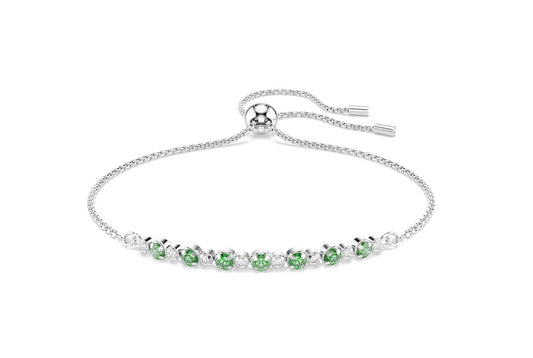 Matrix bracelet Round cut, Green, Rhodium plated
