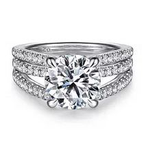 14k White Gold Split Shank Round Diamond Engagement Ring