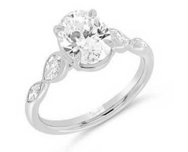 White 18 Karat Classic / Prong / Pave Ring Size 6.5 Serial # 283182 With 4 = 0.45Tw Marquise G Vs2 Diamonds