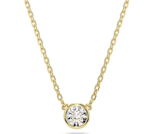 Imber pendant Round cut, White, Gold-tone plated