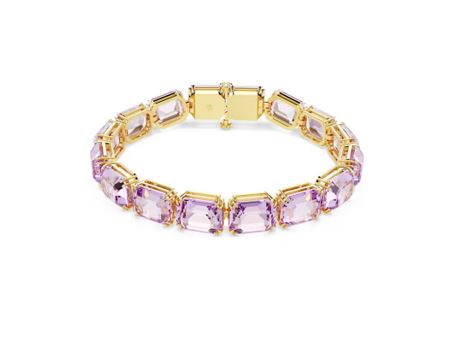 Millenia Tennis bracelet Octagon cut, Purple, Gold-tone plated M