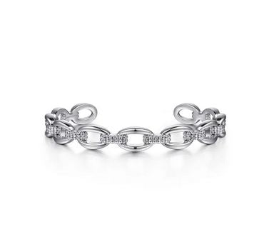 Sterling Silver Oval Link Cuff Bangle