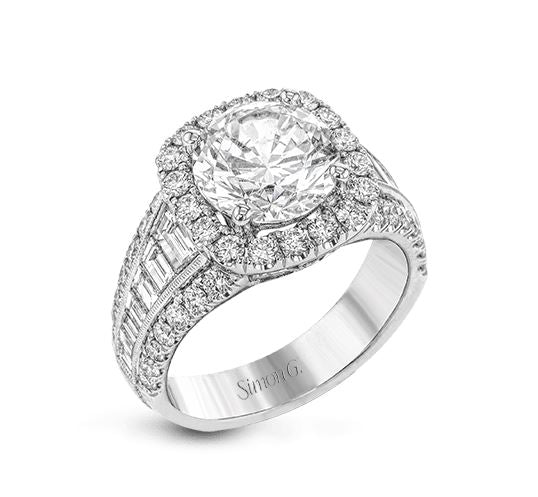 White 18 Karat Halo Ring Size 6.5 With 0.88Tw Round G Vs1 Diamonds