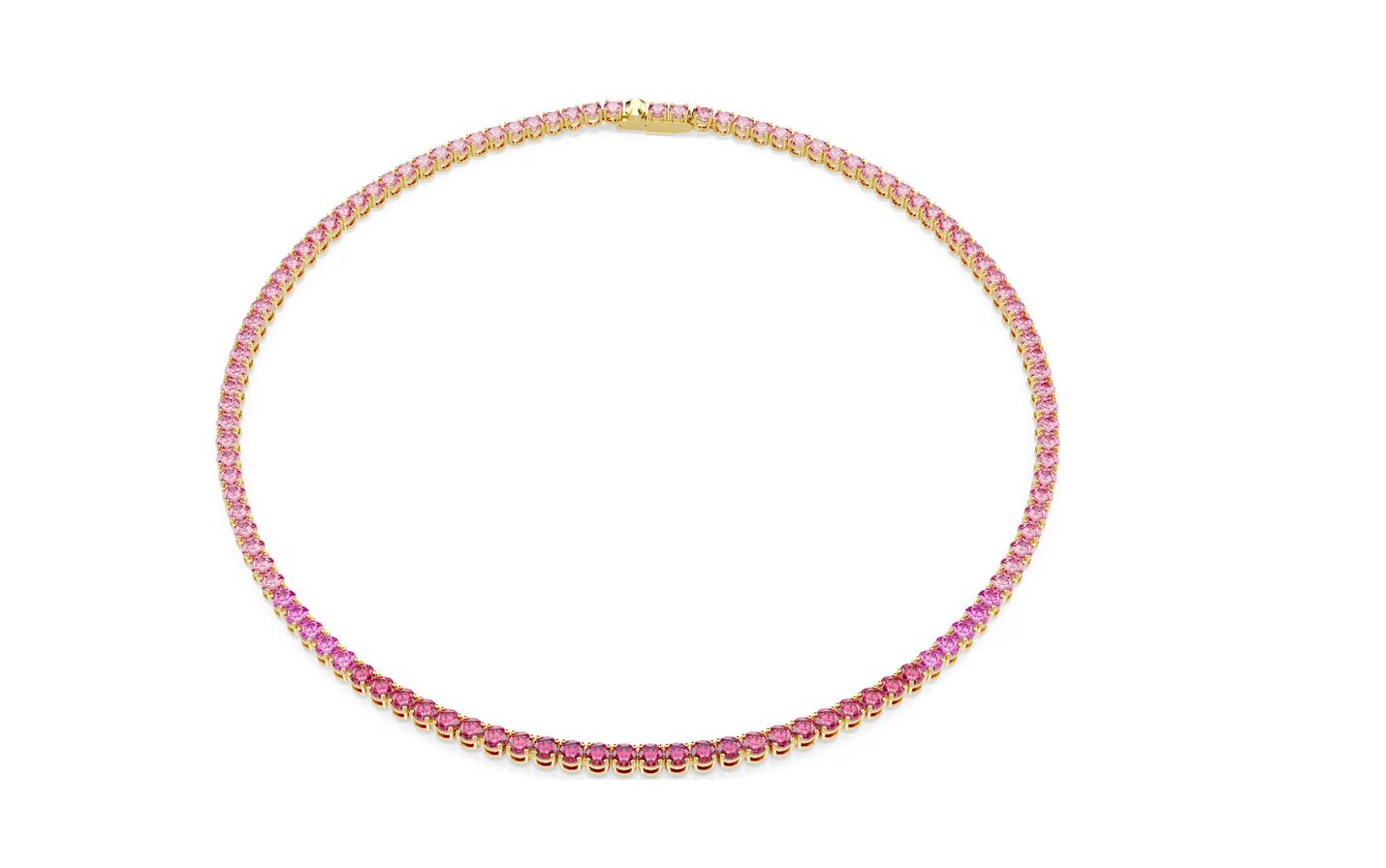 Matrix Tennis necklace Round cut, Pink, Gold-tone plated