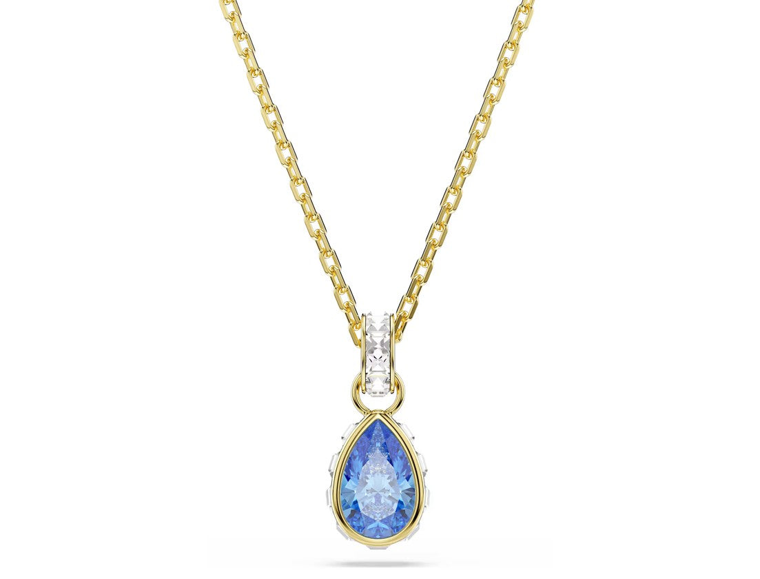 Chroma pendant Pear cut, Blue, 18K gold finish