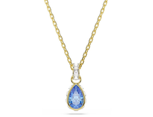 Chroma pendant Pear cut, Blue, 18K gold finish