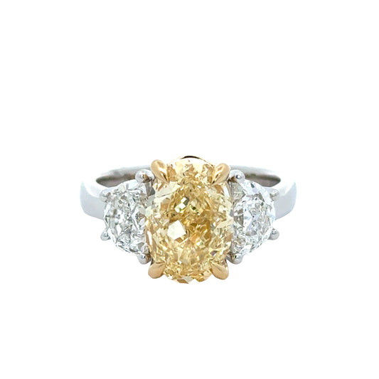 Lady's White 14 Karat 3 Stone Lab Grown Engagement Ring