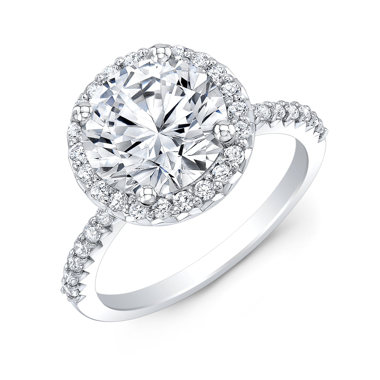 14K White Preset Lab Grown Engagement Ring w/ 3ct Round Center