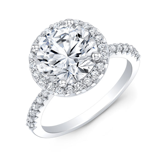 14K White Preset Lab Grown Engagement Ring w/ 3ct Round Center