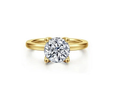 14K Yellow Gold Round Solitaire Diamond Engagement Ring