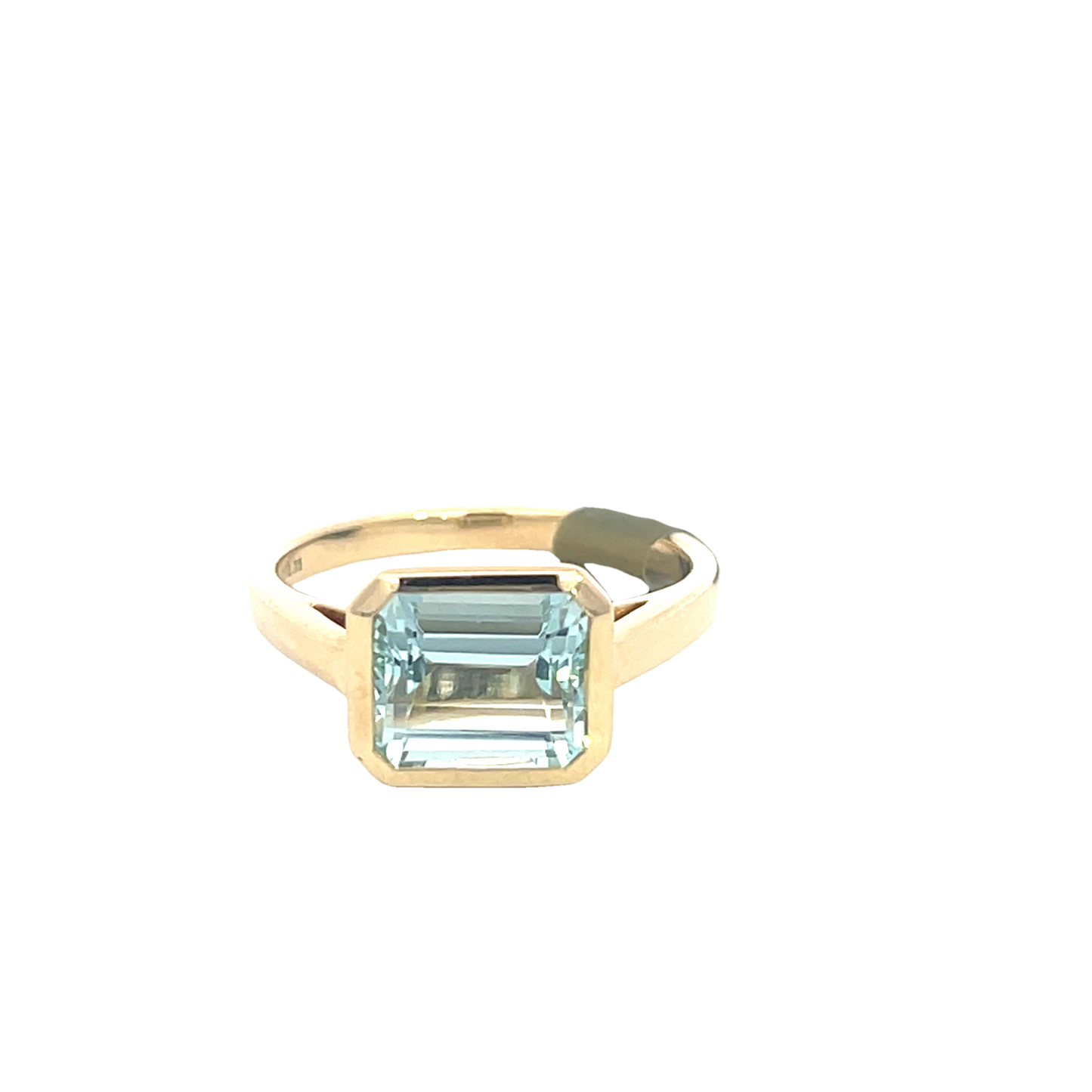 Lady's Yellow 14 Karat Aqua Bezel Fashion Ring