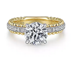 14K White-Yellow Gold Round Diamond Engagement Ring