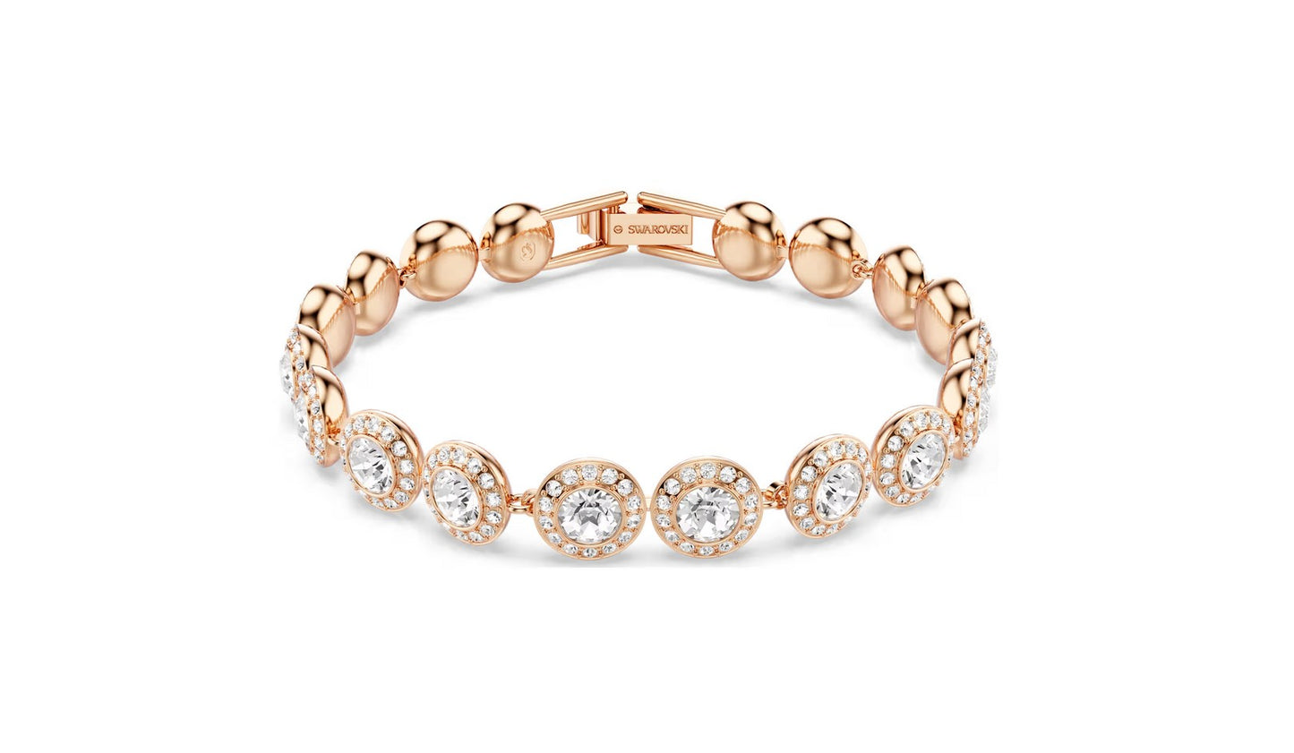 Una Angelic Tennis bracelet Round cut, Pavé, Medium, White, Rose gold-tone plated M