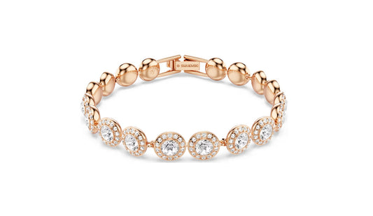 Una Angelic Tennis bracelet Round cut, Pavé, Medium, White, Rose gold-tone plated M