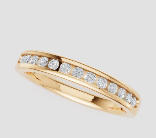 14K Yellow 1/4tw Diamond Channel Band