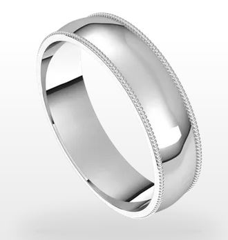 White 14 Karat Half Round Wedding Band Size 11