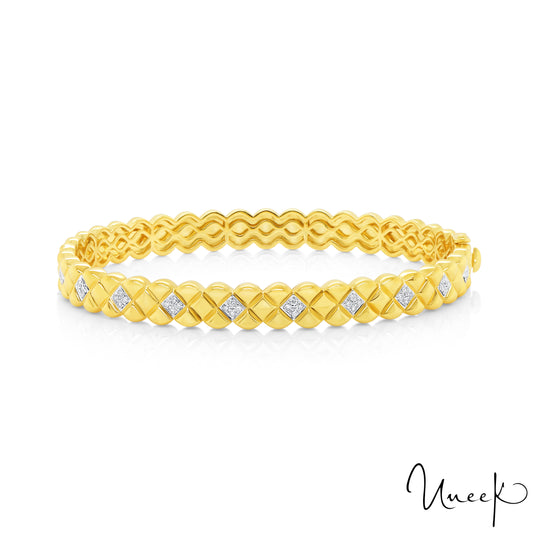 Lady's Two-Tone 18 Karat Bangle Bracelet Length 312979 40 = 0.23tw Round G VS2 Diamonds