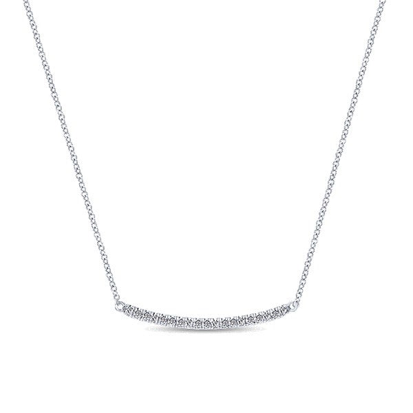 14k White Gold Bar Diamond Necklace .2tw