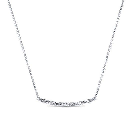 14k White Gold Bar Diamond Necklace .2tw