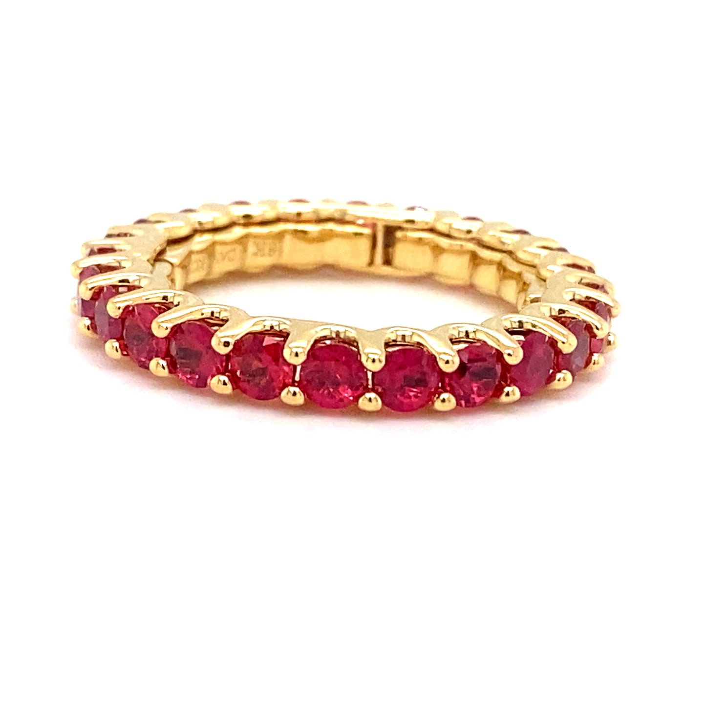 Lady's Yellow 18 Karat Eternity Fashion Ring Size 6.5 With 24 = 2.60Tw Round Rubys