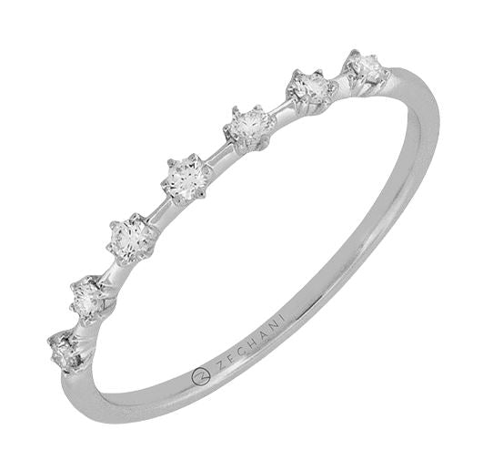 Lady's White 14 Karat Prong Anniversary Ring Size 6.5 Old Key 267654 With 7 = 0.14Tw Round G Vs1 Diamonds