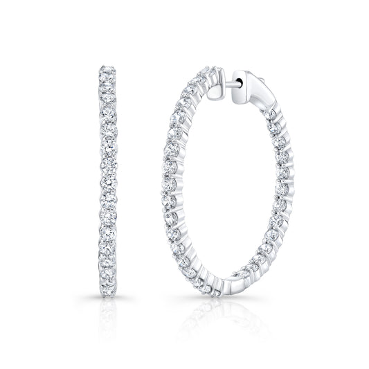 14K White Lab Grown Diamond Oval Hoops 1 1/2tw