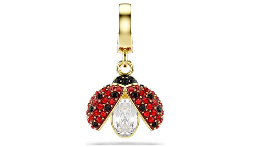 Idyllia charm Mixed cuts, Ladybug, Red, Gold-tone plated