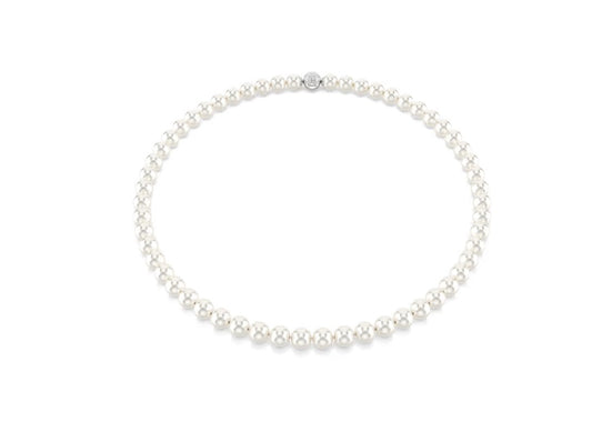 Matrix necklace Crystal pearl, White, Rhodium plated