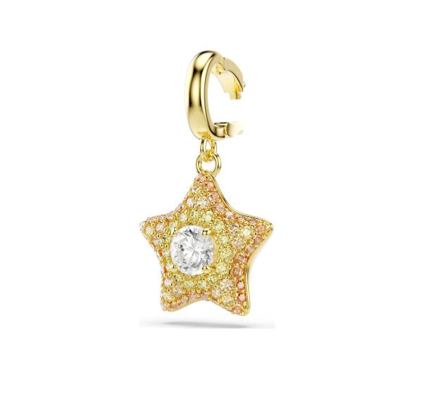 Sublima charm Round cut, Star, Yellow, 18K gold plated