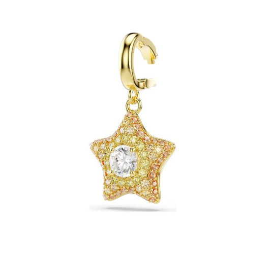 Sublima charm Round cut, Star, Yellow, 18K gold plated