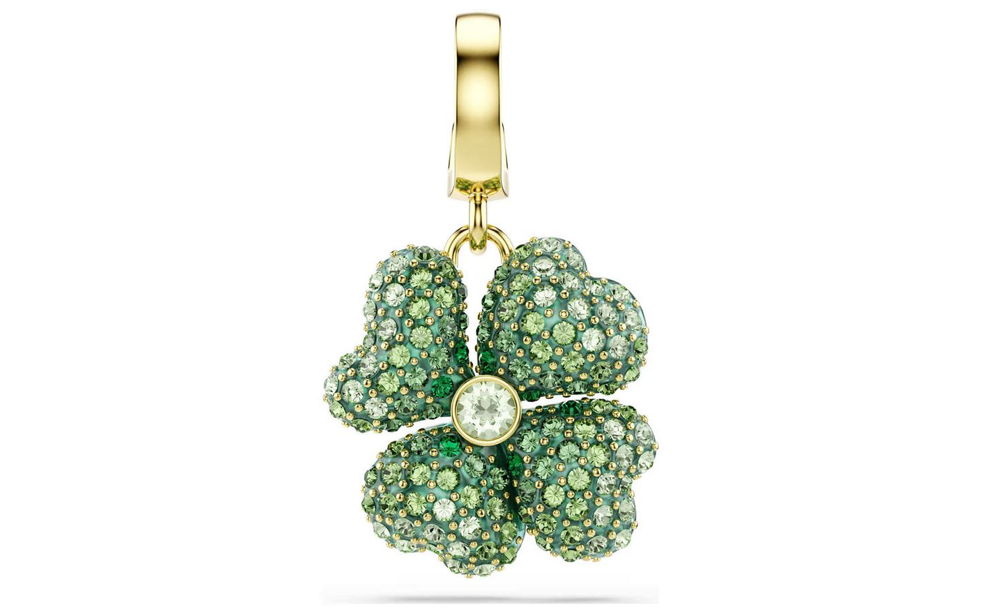 Idyllia charm Clover, Green, Gold-tone plated