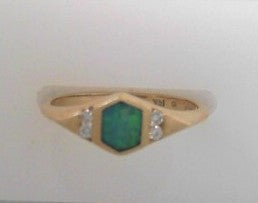 Preowned 14K Yellow Opal and Diamond Ring