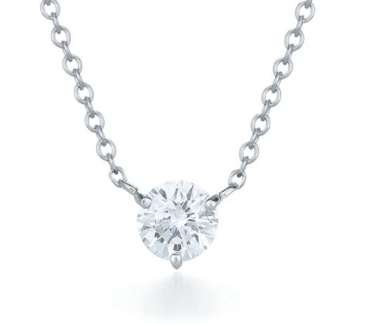 14K White 1/5ct Lab Grown Diamond Solitaire Pendant with 18" Chain