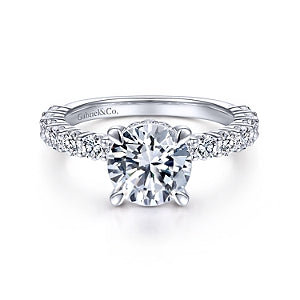 14K White Gold Round Diamond Engagement Ring